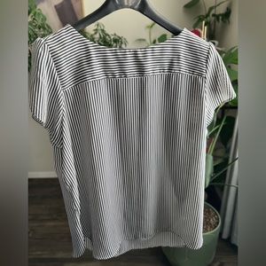 LOFT Black and White Striped Shirt Women’s Size Large